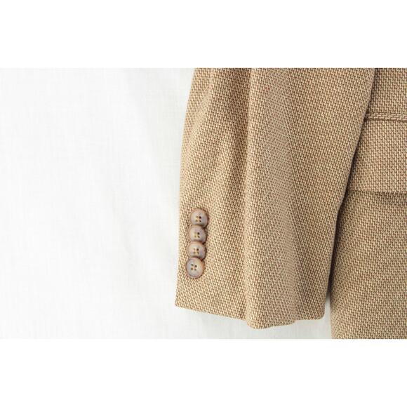 Ermenegildo Zegna Blazer Men's 56R Beige Gold ZigZag Pattern Silk Neiman Marcus - Picture 3 of 14